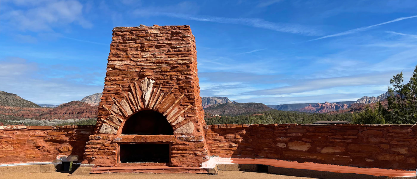 Fireplace aon the roof of the House of Apache Fires